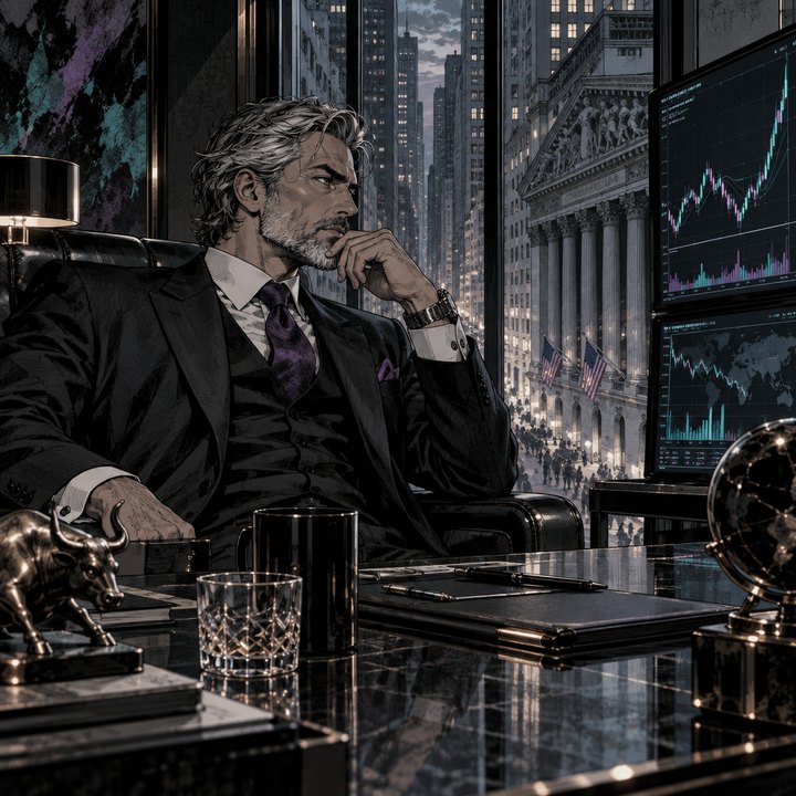 Hand-drawn Trade Feeld manga scene of a expert trader exploring How Markets React to CPI