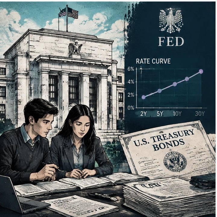 Hand-drawn Trade Feeld manga scene of a young trader exploring Interest Rates & the Fed: Why Every Market Watches Them