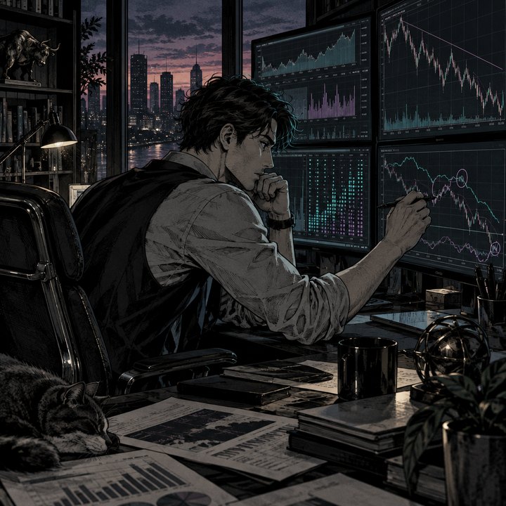 Hand-drawn Trade Feeld manga scene of a developing trader exploring Can Market Breadth Reveal Weakness Before an Index Falls?