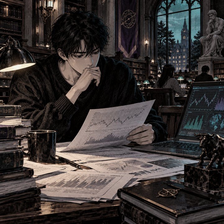 Hand-drawn Trade Feeld manga scene of a young trader exploring Why Does Economic Data Get Revised After Markets Already React?