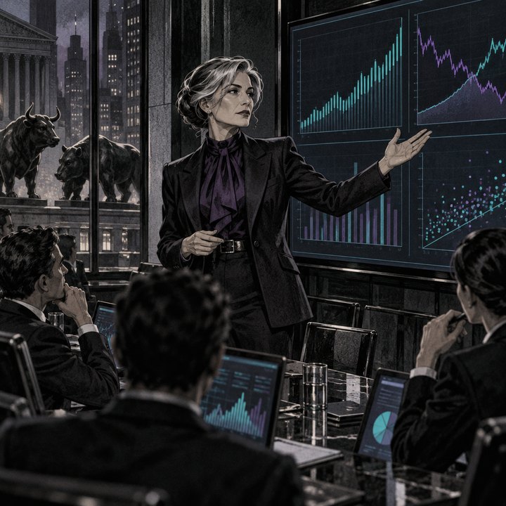 Hand-drawn Trade Feeld manga scene of a expert trader exploring Is Passive Investing Distorting Stock Prices? Arguments For and Against