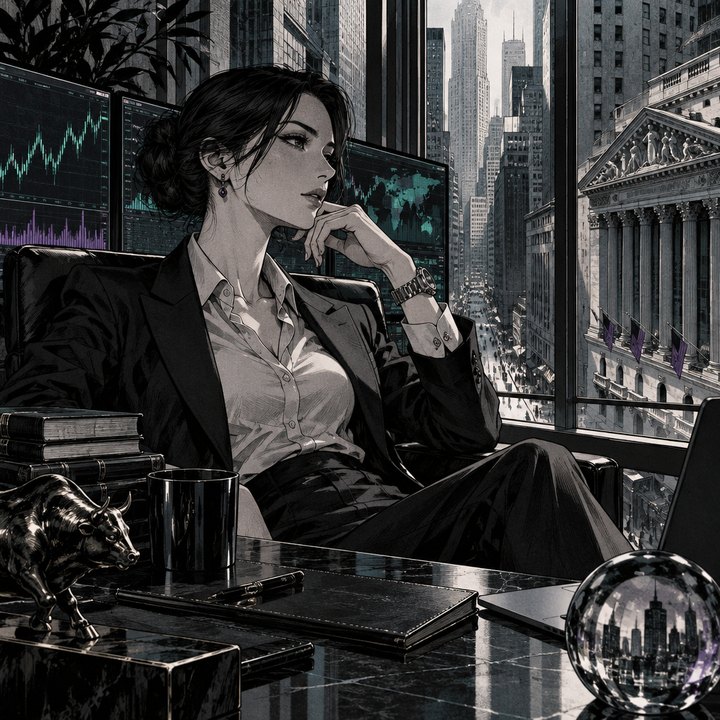 Hand-drawn Trade Feeld manga scene of a developing trader exploring Can a Monthly Momentum Rule Reduce Trading Decisions?