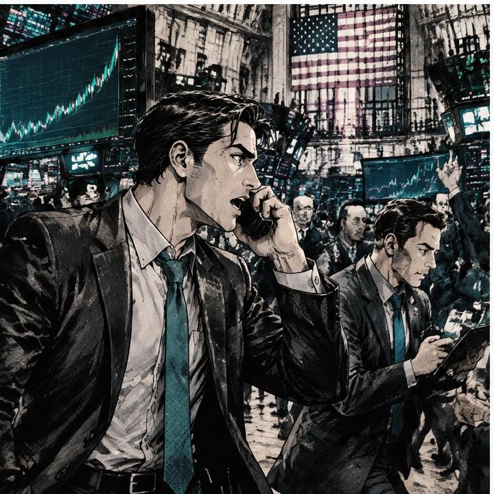 Hand-drawn Trade Feeld manga scene of a expert trader exploring Opening Range Breakout for Indices