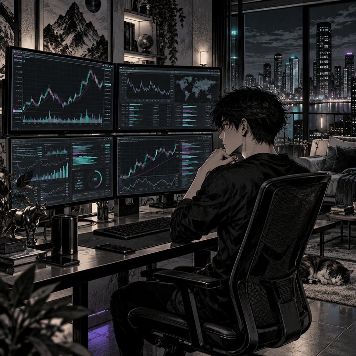 Hand-drawn Trade Feeld manga scene of a young trader exploring Is Your Chart Delayed? How to Check Market Data Before Trading