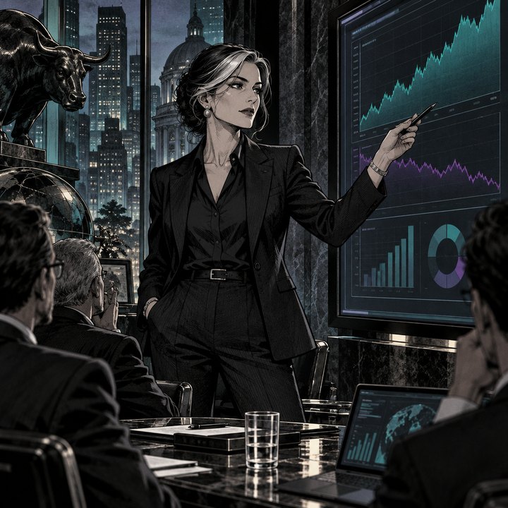Hand-drawn Trade Feeld manga scene of a expert trader exploring Could Private Credit Trigger the Next Crisis? For and Against