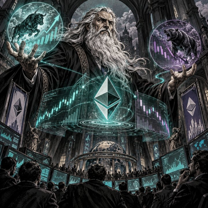 Hand-drawn Trade Feeld manga scene of a expert trader exploring Will Ethereum ETFs Drive a Lasting Rally? For and Against