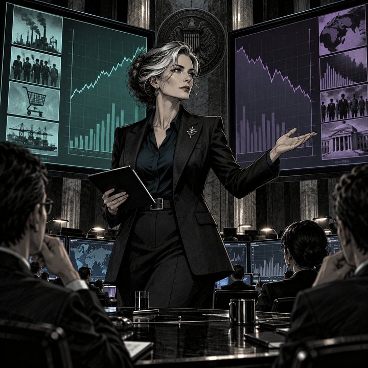 Hand-drawn Trade Feeld manga scene of a expert trader exploring Will the FOMC Raise Interest Rates at the Next Meeting? The Case For and Against