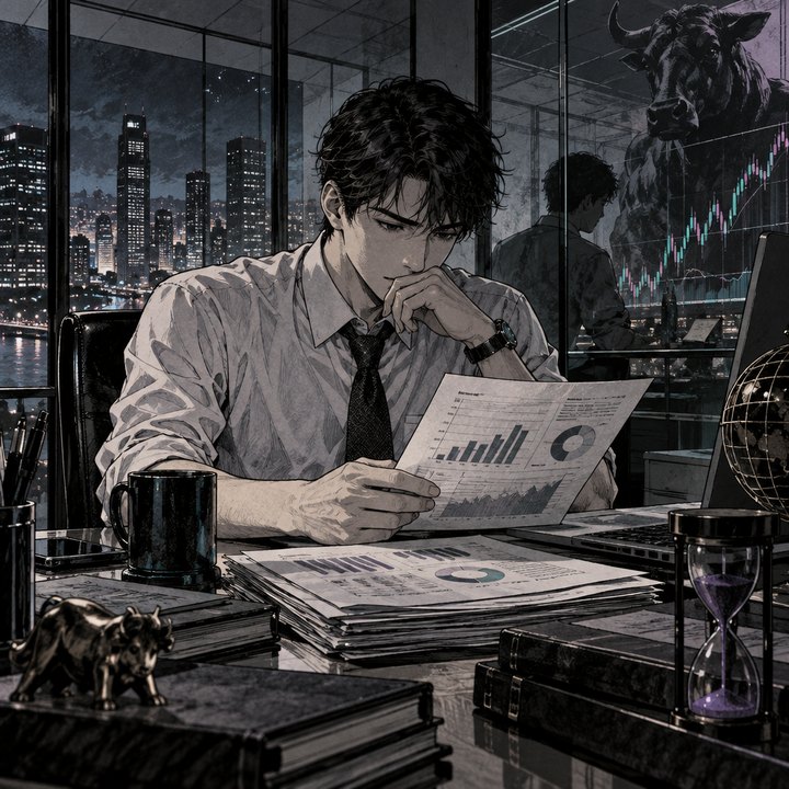 Hand-drawn Trade Feeld manga scene of a developing trader exploring Is Stock-Based Compensation Hiding the True Cost of Growth?