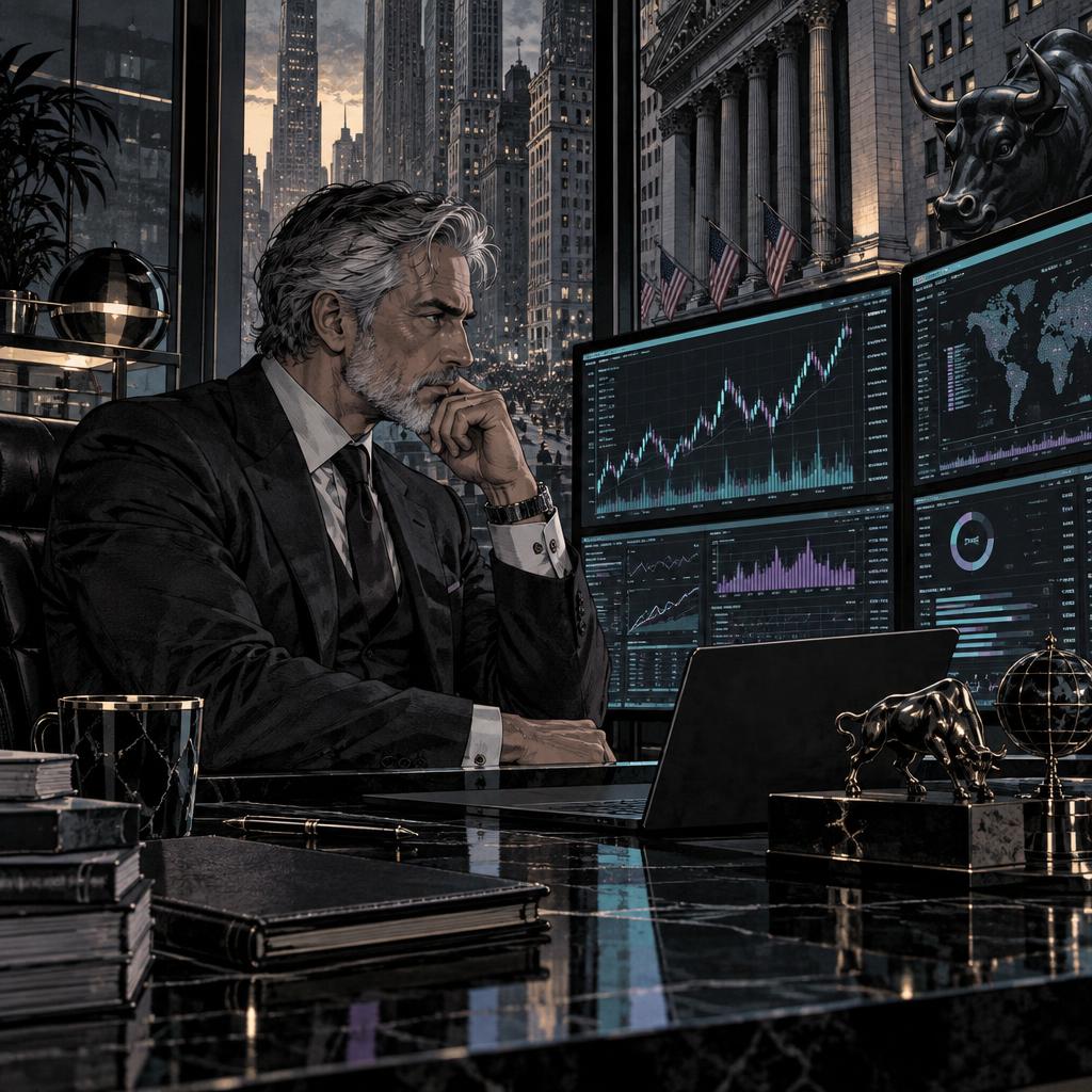 Hand-drawn Trade Feeld manga scene of a expert trader exploring Should I Buy ASML Stock Before Earnings on October 14?