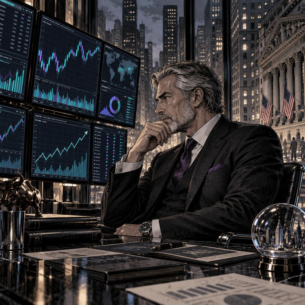 Hand-drawn Trade Feeld manga scene of a expert trader exploring Will Bank of America Stock Go Up After Earnings on October 14?