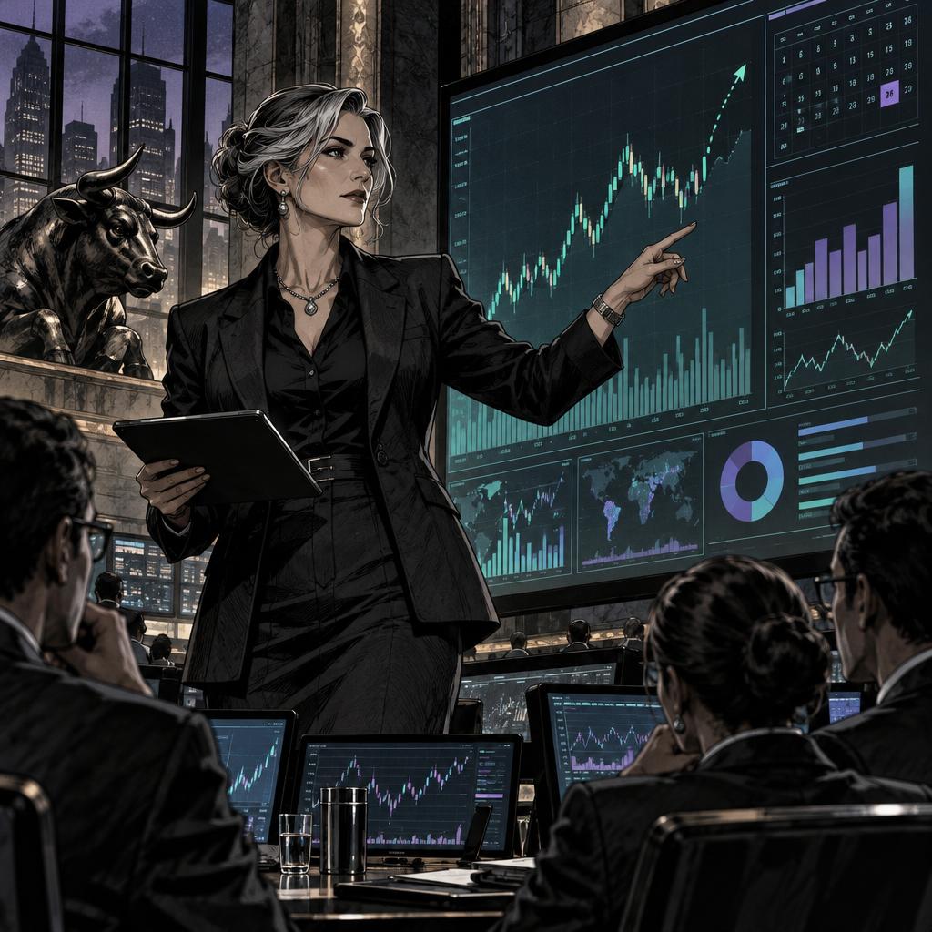 Hand-drawn Trade Feeld manga scene of a expert trader exploring Will Eli Lilly Stock Go Up After Earnings on October 29?