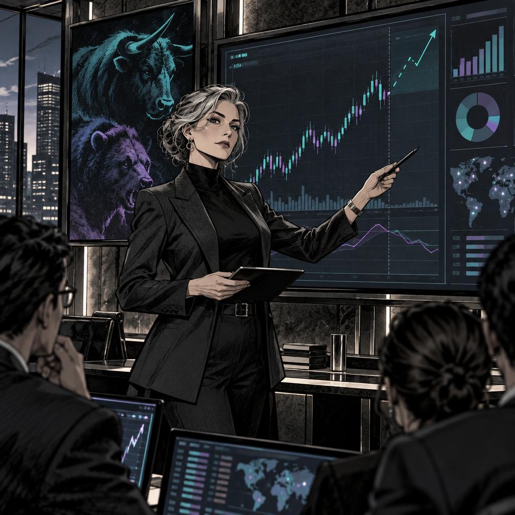 Hand-drawn Trade Feeld manga scene of a expert trader exploring Will Netflix Stock Go Up After Earnings on October 20?
